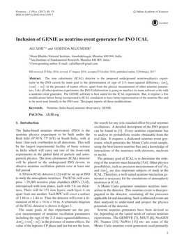 Inclusion of GENIE As Neutrino Event Generator for INO ICAL