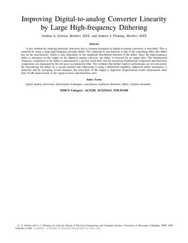 Improving Digital-To-Analog Converter Linearity by Large High-Frequency Dithering Arnﬁnn A