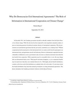 Why Do Democracies Exit International Agreements? the Role Of