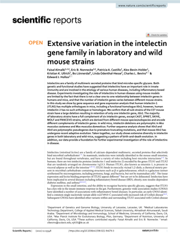 Extensive Variation in the Intelectin Gene Family in Laboratory and Wild Mouse Strains Faisal Almalki1,2,6, Eric B