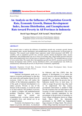 An Analysis on the Influence of Population Growth Rate, Economic