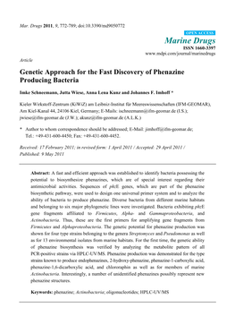 Genetic Approach for the Fast Discovery of Phenazine Producing Bacteria
