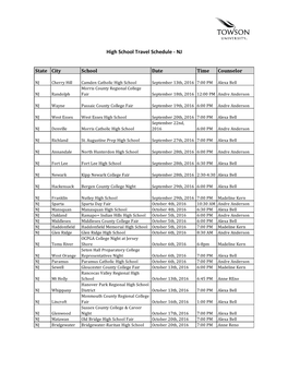 High School Travel Schedule - NJ