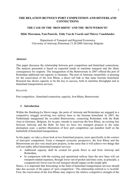 The Relation Between Port Competition and Hinterland Connections