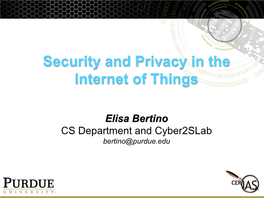 Security and Privacy in the Internet of Things