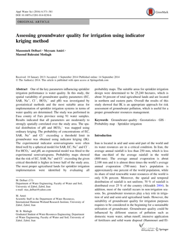 Assessing Groundwater Quality for Irrigation Using Indicator Kriging Method