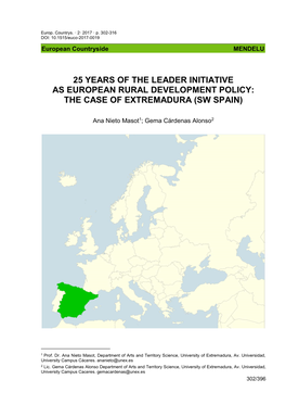 25 Years of the Leader Initiative As European Rural Development Policy: the Case of Extremadura (Sw Spain)