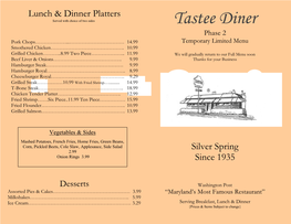 Silver Spring Menu