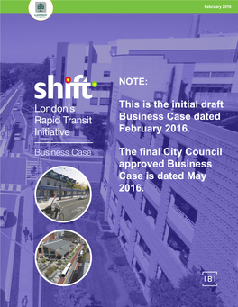 London's Rapid Transit Initiative This Is the Initial Draft Business Case