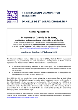 Danielle De St. Jorre Scholarship