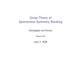 Group Theory of Spontaneous Symmetry Breaking