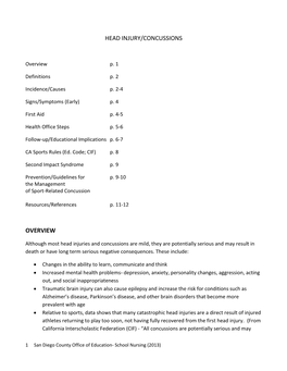 Head Injuries/Concussions