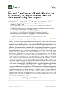 Fractional Cover Mapping of Invasive Plant Species by Combining Very High-Resolution Stereo and Multi-Sensor Multispectral Imageries