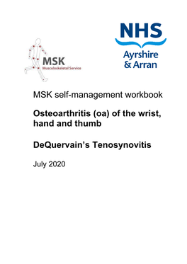 Wrist, Hand and Thumb Osteoarthritis