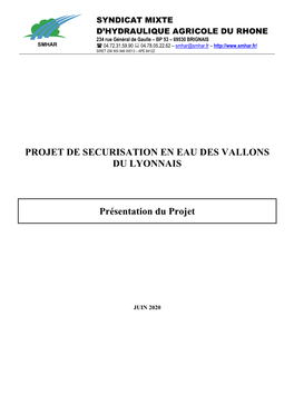 Projet De Securisation En Eau Des Vallons Du Lyonnais