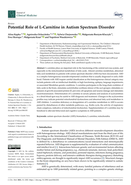 Potential Role of L-Carnitine in Autism Spectrum Disorder