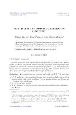 From Indexed Grammars to Generating Functions∗