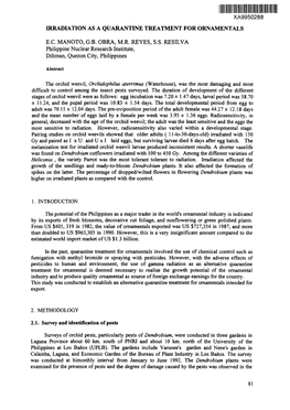 Irradiation As a Quarantine Treatment for Ornamentals