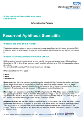 Recurrent Aphthous Stomatitis