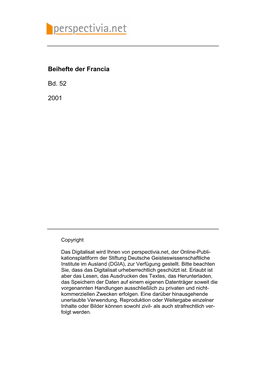 Beihefte Der Francia Bd. 52 2001