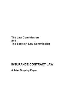 Insurance Contract Law: a Joint Scoping Paper