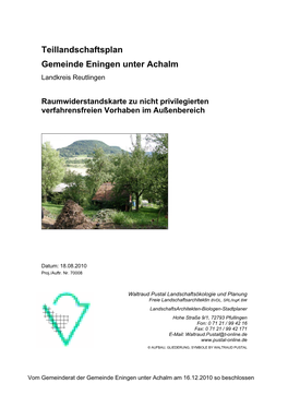 Teillandschaftsplan Gemeinde Eningen Unter Achalm