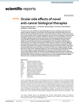 Ocular Side Effects of Novel Anti-Cancer Biological Therapies