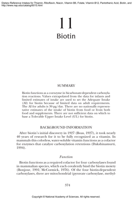 Biotin, and Choline 11 Biotin