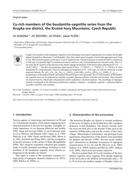 Cu-Rich Members of the Beudantite–Segnitite Series from the Krupka Ore District, the Krušné Hory Mountains, Czech Republic