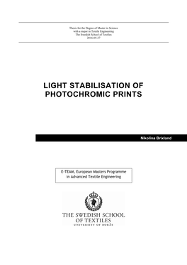 Light Stabilisation of Photochromic Prints