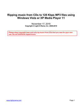 Ripping Music from Cds to MP3 Files Using