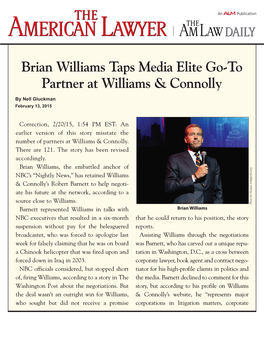 Brian Williams Taps Media Elite Go-To Partner at Williams & Connolly