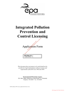 Integrated Pollution Prevention and Control Licensing