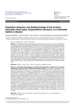 Population Dynamics and Feeding Ecology of the Invasive Caucasian Dwarf Goby, Knipowitschia Caucasica, in a Freshwater Habitat in Ukraine