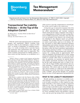 Transactional Tax Liability Policies