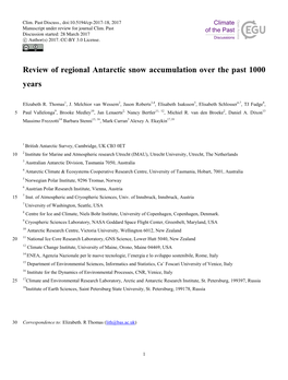 Review of Regional Antarctic Snow Accumulation Over the Past 1000 Years