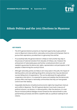 Ethnic Politics and the 2015 Elections in Myanmar