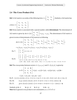 2.4 the Cross Product (9.4)