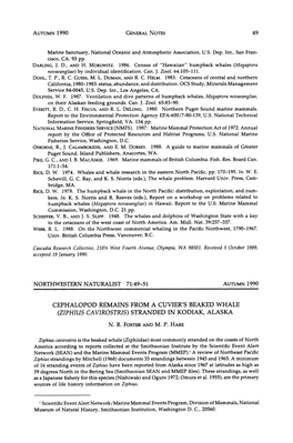 Cephalopod Remains from a Cuvier's Beaked Whale (Ziphius Cavirostris