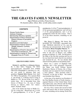 Graves Family Newsletter, Aug. 1997