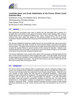 Landslide Dams and Creek Stabilization