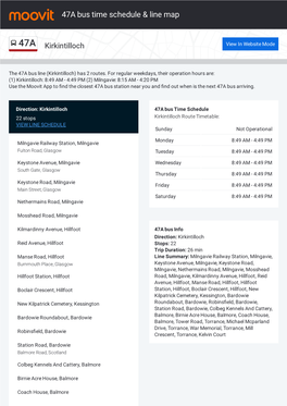 47A Bus Time Schedule & Line Route