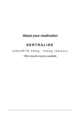 About Your Medication SERTRALINE