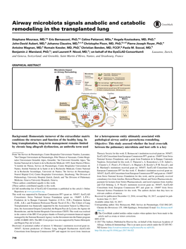 Airway Microbiota Signals Anabolic and Catabolic Remodeling in the Transplanted Lung