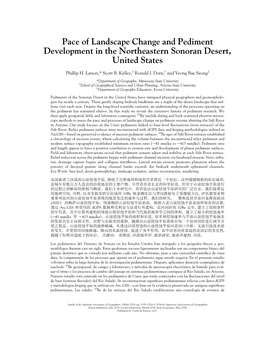 Pace of Landscape Change and Pediment Development in the Northeastern Sonoran Desert, United States