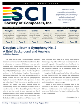 Douglas Lilburn's Symphony No. 2 a Brief Background and Analysis