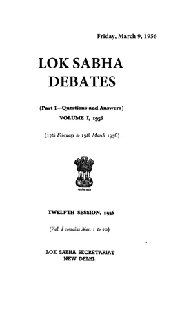 Lok Sabha Debates Contents