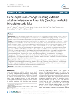 Gene Expression Changes Leading Extreme Alkaline Tolerance in Amur Ide (Leuciscus Waleckii) Inhabiting Soda Lake