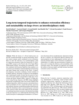 Long-Term Temporal Trajectories to Enhance Restoration Efﬁciency and Sustainability on Large Rivers: an Interdisciplinary Study