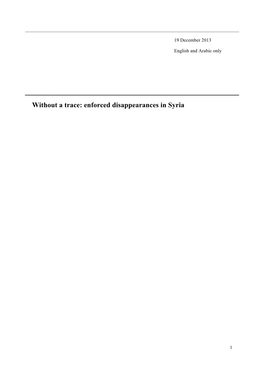 Without a Trace Enforced Disappearances in Syria